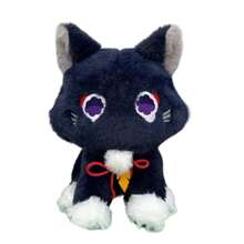 Gato negro de peluche Scaramouche, mascota de anime de Genshin, lindo gatito de 22 cm, decoración del hogar - Negro - Ver 1