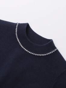Annil Winter Trendmode für Tween Mädchen, elegantes blau gestricktes Langarm-Sweater-Kleid mit warmem Mesh-Einsatz