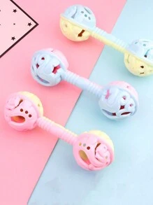 Random 2pcs/3pcs/4pcs Double-Ended Handheld Bell Baby Rattle Toy, Handheld Tambourine With Grasp Ringbaby Toys,Baby Rattle,Baby Toy - Multicolor - View 5