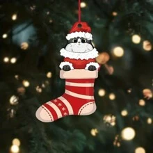 1 colgante de gato de Navidad de diseño plano 2d, colgante para espejo retrovisor Interior de coche, colgante de llavero de coche, colgante de bolsa. Regalo perfecto para amigos y familiares, o como decoración del árbol de Navidad. - Rojo - Ver 2