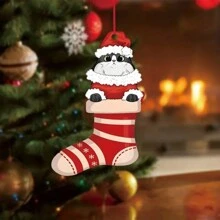 1 colgante de gato de Navidad de diseño plano 2d, colgante para espejo retrovisor Interior de coche, colgante de llavero de coche, colgante de bolsa. Regalo perfecto para amigos y familiares, o como decoración del árbol de Navidad. - Rojo - Ver 4