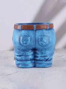 1 件牛仔风格创意立式花盆，适合室内外家居装饰、花园、露台、客厅、卧室、阳台植物 - 彩色 - 查看 3