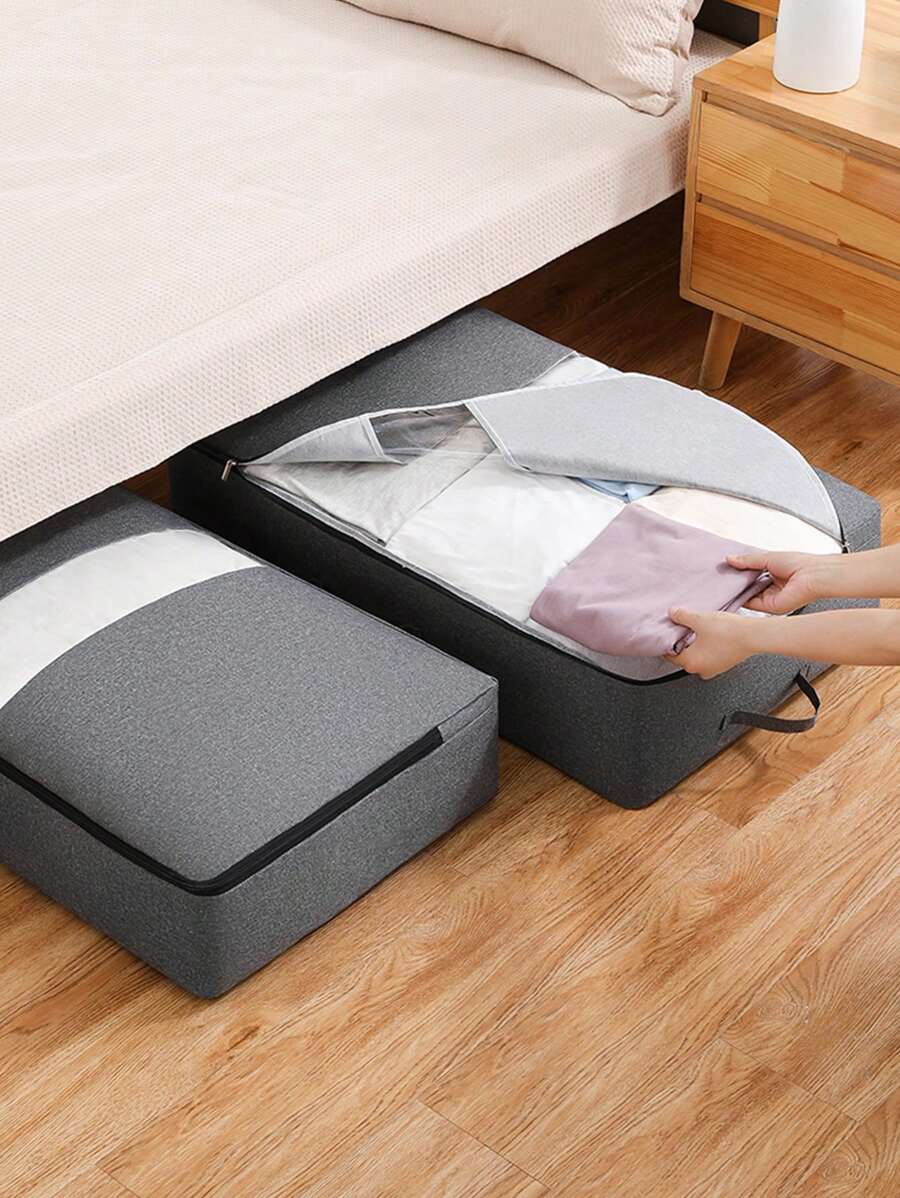 1pcCationic bed bottom storage box, household under bed laundry storage box, Arnathan dustproof separation storage bag - Grey - View 1