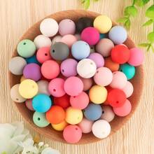30入組15MM圓形矽膠珠子，用於製作DIY珠寶奶嘴鏈項鍊配件，矽膠集中珠子可用於筆