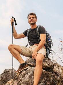 1 件鋁合金可折疊登山杖超輕超短伸縮戶外徒步登山杖 5 節 - 黑色 - 查看 1