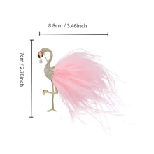 1pc Luxury Crystal & Imitation Feather Christmas Gift Brooch Pin, Fashion Accessory - Gold - View 3