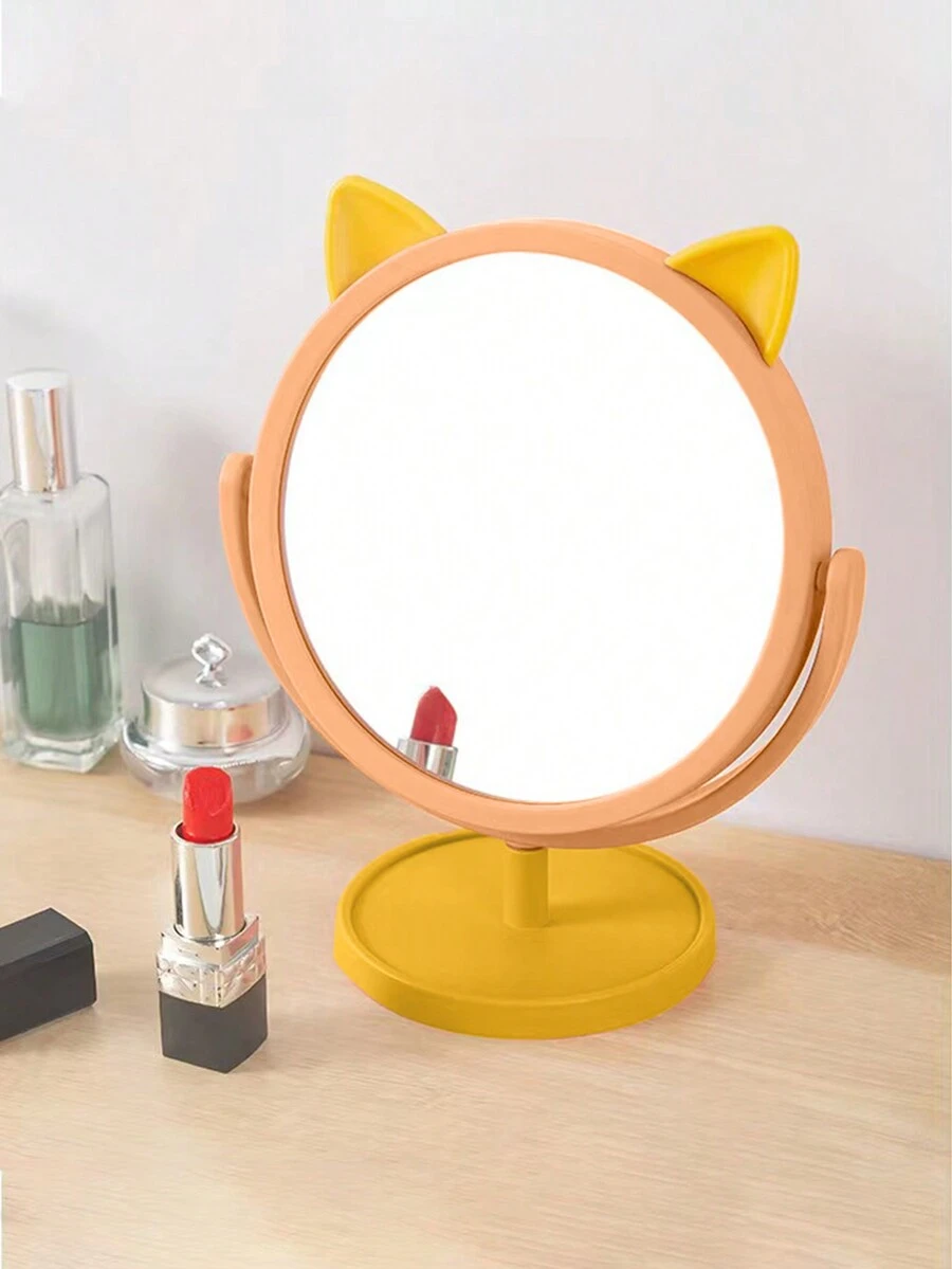 Espejo De Maquillaje De Escritorio De Orejas De Gato Naranja - Naranja - Ver 1