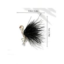 1 件优质水钻和人造羽毛圣诞礼物胸针 - 金色 - 查看 3