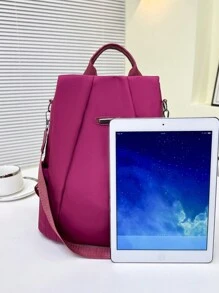 1pc Rose Red Nylon Convenient & Anti-Theft & Casual & Fashionable Backpack Suitable For Women's Daily Use And DatingPortableFor Teen Girls Women College Students,Teacher,Rookies & White-Collar WorkersPerfect For Office,Teacher Gifts,Perfect For Work,School Backpack,Large Capacity,Portable,Laptop Compartment,For Teen Girls Women College Students,Boys And Men,College,Elementary School,Middle School,High School,Work,Business,Commute,Outdoors,Travel,Outings, School Supplies, School Bag, Backpack For School, Back To School Backpack, School Bookbag, Big Backpack, Backpack School, Back To School Bags, Waterproof, Lightweight, Classic Casual, Suitable For Teen Girls Women College Students, Perfect For Back To School, First Day Of School, Middle School, High School