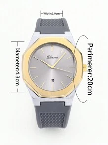 1pc Fashionable Sports Men's Waterproof Date Quartz Business Wristwatch - Grey - View 6