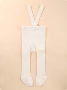 1 件装婴儿宝宝罗纹打底裤吊带裤连裤袜针织紧身裤连裤袜保暖长筒袜