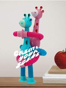 Byson 1 件 LED 伸缩吸盘长颈鹿玩具，变形伸缩管坐立不安玩具，弹出管，坐立不安管感官玩具，适合男孩女孩紫色（长颈鹿）