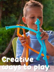 Byson 1 件 LED 伸缩吸盘长颈鹿玩具，变形伸缩管坐立不安玩具，弹出管，坐立不安管感官玩具，适合男孩女孩紫色（长颈鹿）