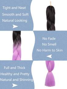 3 件裝 24 英寸 100 克合成接髮帶鉤針辮子鉤扭編織頭髮用於接發 - 紫色 - 查看 4