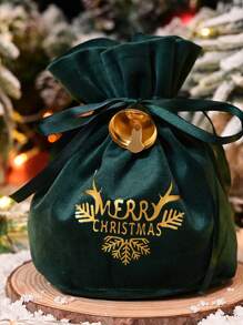 1 件 - 圣诞节抽绳礼品袋、圣诞快乐、鹿角、铃铛抽绳袋、天鹅绒礼品袋、可重复使用的圣诞礼品袋、派对礼品、驯鹿主题亚麻零食袋、圣诞夜苹果礼品袋、幸运水果包装袋、糖果礼品袋、装饰纪念品袋、圣诞植绒抽绳袋、适用于圣诞树装饰品、圣诞节和新年礼品包装、圣诞派对礼品袋、圣诞 - 墨綠色 - 查看 1