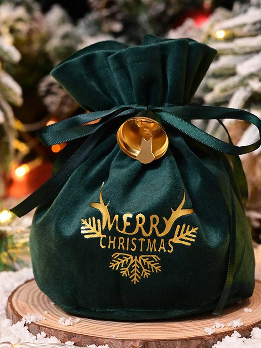 1 件 - 圣诞节抽绳礼品袋、圣诞快乐、鹿角、铃铛抽绳袋、天鹅绒礼品袋、可重复使用的圣诞礼品袋、派对礼品、驯鹿主题亚麻零食袋、圣诞夜苹果礼品袋、幸运水果包装袋、糖果礼品袋、装饰纪念品袋、圣诞植绒抽绳袋、适用于圣诞树装饰品、圣诞节和新年礼品包装、圣诞派对礼品袋、圣诞 - 墨綠色 - 查看 1