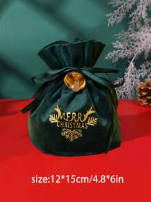 1 件 - 圣诞节抽绳礼品袋、圣诞快乐、鹿角、铃铛抽绳袋、天鹅绒礼品袋、可重复使用的圣诞礼品袋、派对礼品、驯鹿主题亚麻零食袋、圣诞夜苹果礼品袋、幸运水果包装袋、糖果礼品袋、装饰纪念品袋、圣诞植绒抽绳袋、适用于圣诞树装饰品、圣诞节和新年礼品包装、圣诞派对礼品袋、圣诞 - 墨綠色 - 查看 4