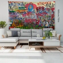 1pc Peach Skin Background Cloth Ins Hanging Cloth Layout Room Graffiti Tapestry Bedroom Bedside Wall Cloth Background Wall Decoration Hanging Canvas Art, Flag For Room, Room Decor, Tapestry, Wall Art