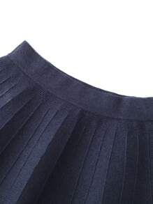 Annil 適合青少年女孩春秋季節的可愛花卉針織毛衣，柔軟友好肌膚，保暖上衣配裙子2件套裝 - 白色 - 查看 5