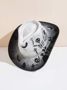 1 件男士時尚手繪塗鴉爵士帽,個性化多功能派對配飾,適合聖誕節/萬聖節派對 - 彩色 - 查看 1