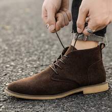 Botas vintage para hombre de talla grande recién llegadas para todas las estaciones, zapatos con cordones de caña alta para hombre (modelo ajustado, por favor, pida una talla talla grande grande) - Marrón - Ver 2