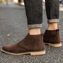 Botas vintage para hombre de talla grande recién llegadas para todas las estaciones, zapatos con cordones de caña alta para hombre (modelo ajustado, por favor, pida una talla talla grande grande) - Marrón - Ver 6