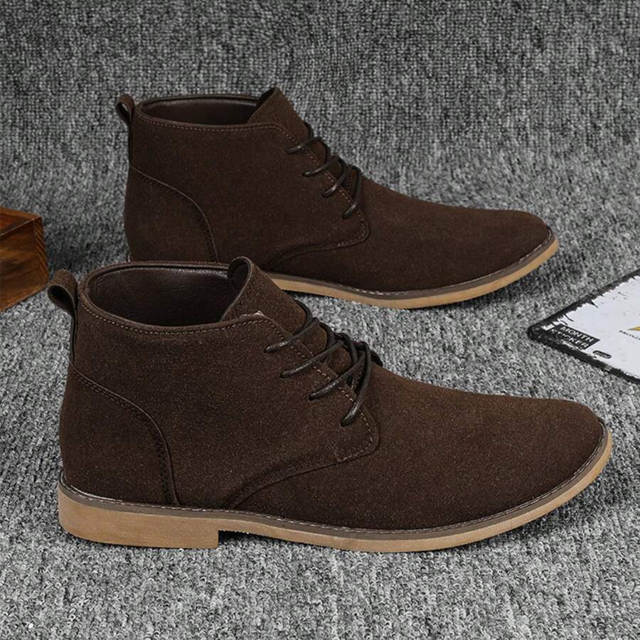 Botas vintage para hombre de talla grande recién llegadas para todas las estaciones, zapatos con cordones de caña alta para hombre (modelo ajustado, por favor, pida una talla talla grande grande) - Marrón - Ver 1