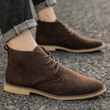 Botas vintage para hombre de talla grande recién llegadas para todas las estaciones, zapatos con cordones de caña alta para hombre (modelo ajustado, por favor, pida una talla talla grande grande) - Marrón - Ver 3