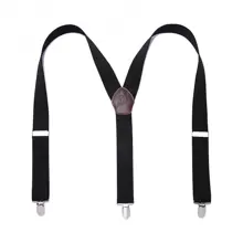1pc Solid Color Adjustable Suspenders For Men, Suitable For Daily Wear - Black - View 1