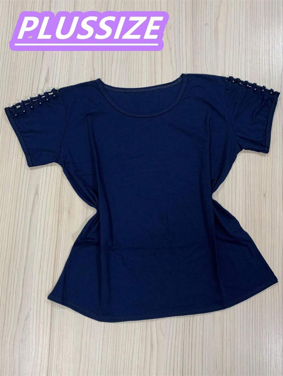 Plus Size T-shirts - 藏蓝色 - 查看 1