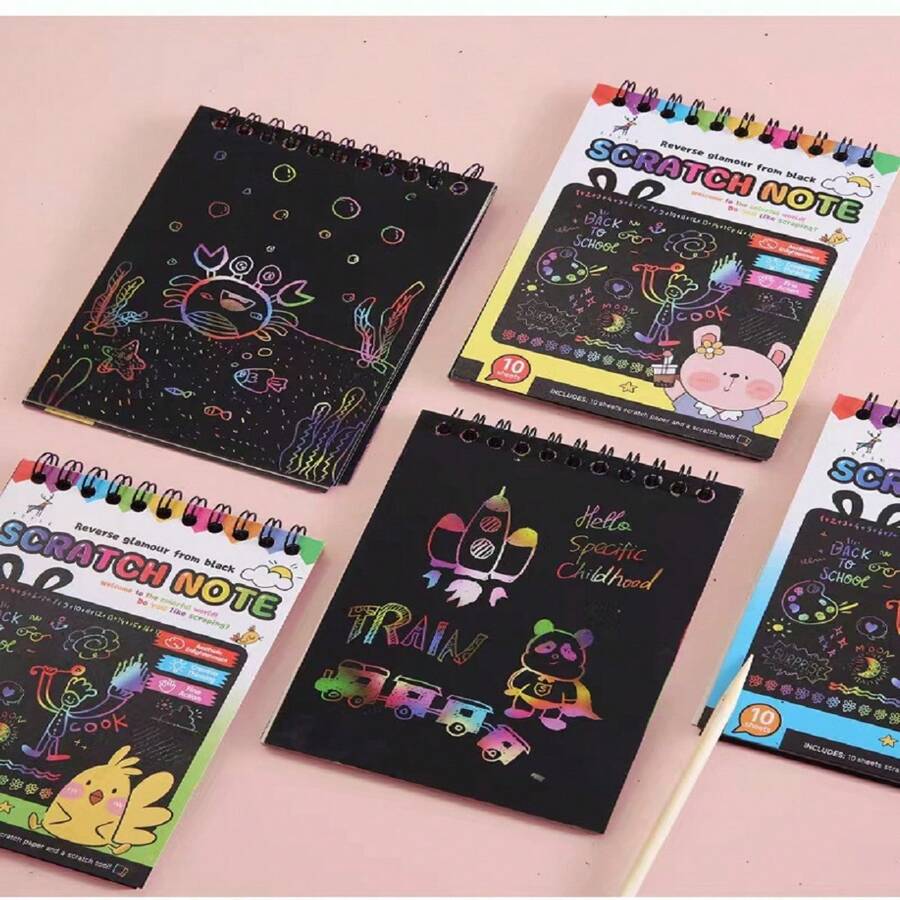 1pc Diy Creative Graffiti Scratch Art Book (random Color) With A