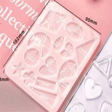1pc Silicon Mold With 14 Grids For Resin Casting Geometric Earrings, Pendants Making - White - View 3