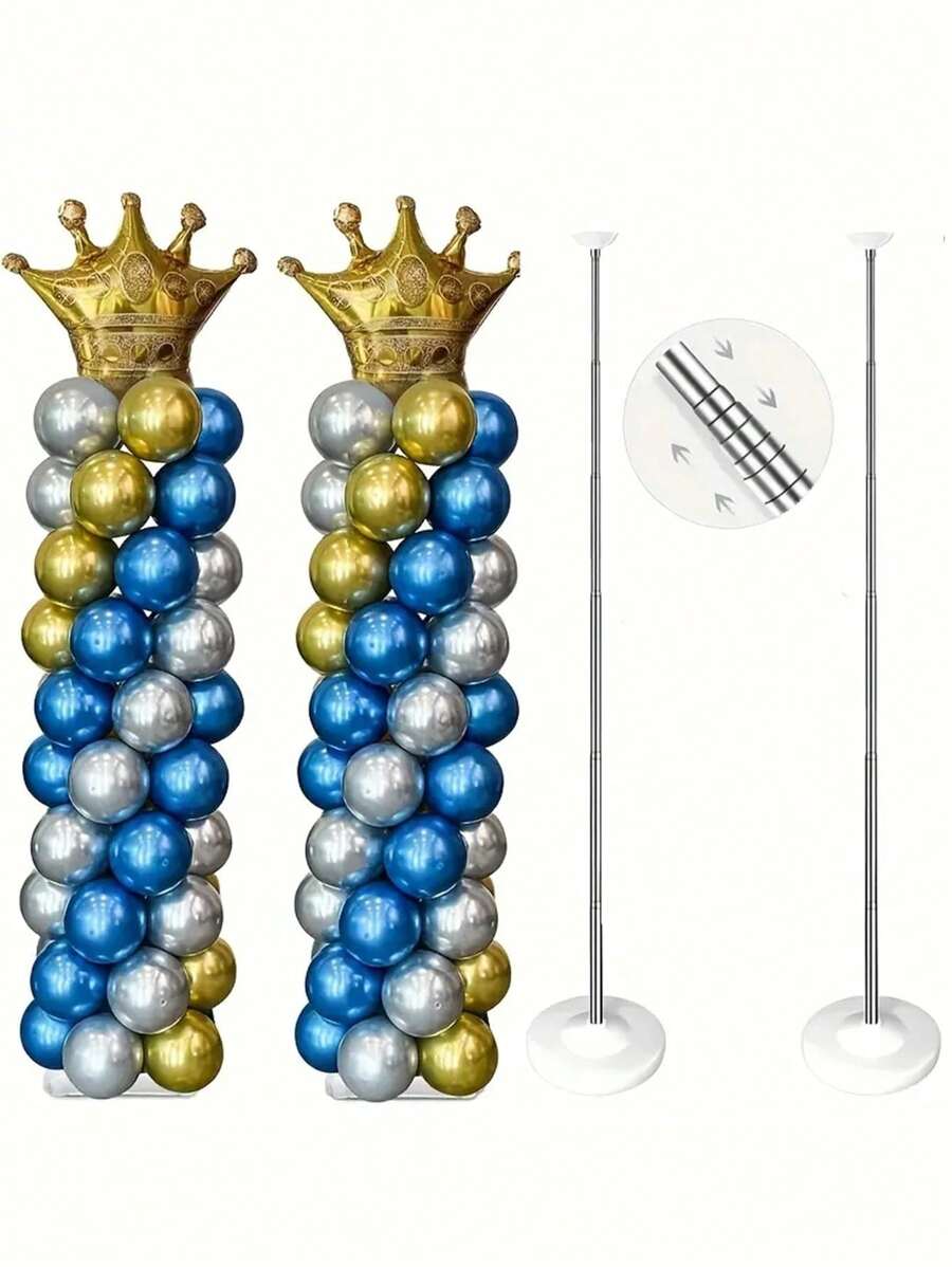 1set Balloon Column Stand Kit 2M Adjustable Balloon Tower Holder For Wedding Birthday Party Bride Shower Christmas Decorations,Christmas - White - View 1