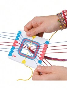 拼圖diy玩具編織手環 雨虹友誼手環 色彩繽紛創意手環 珠子製作玩具 - 粉色 - 查看 2