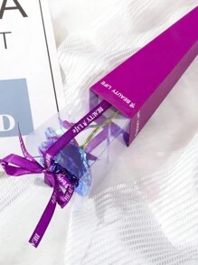 2pcs 1pc Graduation Gift For Girlfriend, Women - Illuminated Gold Foil Rose Flower Torch Gift Box Set, Birthday/Anniversary/Valentine's Day/Mother's Day/Christmas/Thanksgiving Gift, Plastic Fake Flower, Home Decor (DIY Box Needs Assembly) - colorful purple - View 3