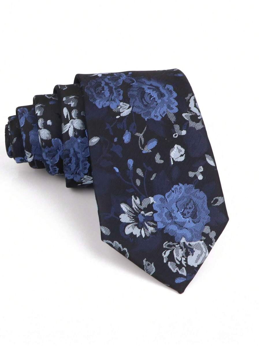 1 件时尚花卉图案男士领带，复古多色花朵图案，送给男朋友的情人节休闲男士领带