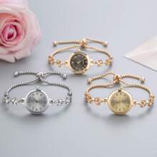 Relógio-bracelete da moda feminino com pulseira de cristal em formato de folha, relógio de quartzo com mostrador pequeno, relógio de pulso casual e da moda, relógio elegante para senhoras como presente de feriado para estudantes retornando à escola