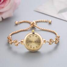 Relógio-bracelete da moda feminino com pulseira de cristal em formato de folha, relógio de quartzo com mostrador pequeno, relógio de pulso casual e da moda, relógio elegante para senhoras como presente de feriado para estudantes retornando à escola