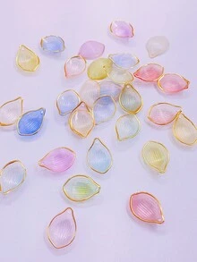 30入組亞克力樹脂金色壓花荷花瓣形配件,可用於髮夾,項鍊和手鍊的diy製作 - 彩色 - 查看 6