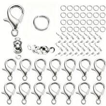 120pcs/pack Zinc Alloy Lobster Clasps & Jump Rings Connectors For Diy Jewelry Making Connect Bracelets, Necklace - Lobster Buckle Set - View 9