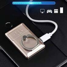 Electric Lighter With Rechargeable Cell Phone Holder Ring, GAS - Pink - View 3