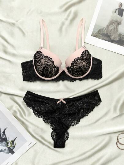 Nina Bonheur Swimsuit Fabric Kanten Molded Cup Underwear Set Steel Wire Ring BH Panties Lingerie view 4