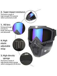 European And American Style Outdoor Cycling Mask Windproof And Anti-Fog Goggles For Off-Road Motorcycle, Helmet Protective Goggles, Anti-Wind Sports Eyewear For Summer Beach Vacation,Outdoor,Travel - Blue - View 6