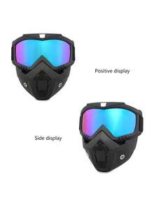 European And American Style Outdoor Cycling Mask Windproof And Anti-Fog Goggles For Off-Road Motorcycle, Helmet Protective Goggles, Anti-Wind Sports Eyewear For Summer Beach Vacation,Outdoor,Travel - Blue - View 3