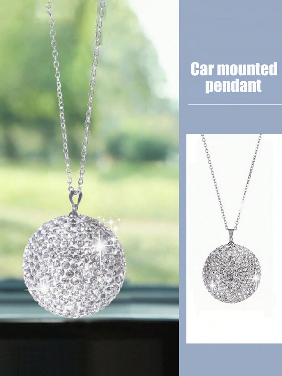 汽車後視鏡水晶球裝飾掛件,掛飾 - 白色 - 查看 1
