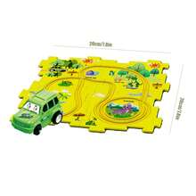 兒童益智軌道車玩具車 Diy 拼圖軌道電動車城景搭建益智玩具(5 件套,恐龍)