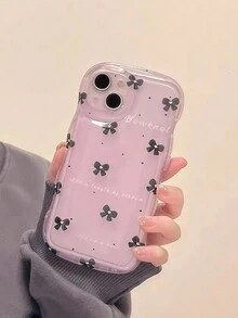 1pc Wave & Butterfly Print Phone Case Compatible With IPhone - Multicolor - View 3