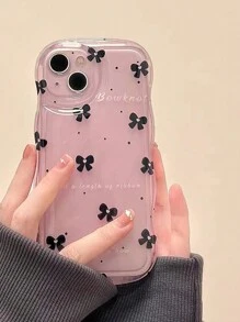 1pc Wave & Butterfly Print Phone Case Compatible With IPhone - Multicolor - View 1
