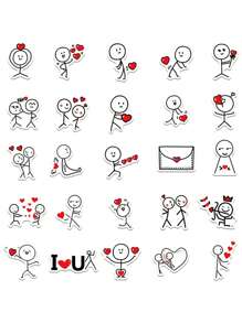 50張卡通火柴人塗鴉貼紙筆記本電腦吉他滑板水杯無膠防水貼紙 - 彩色 - 查看 5