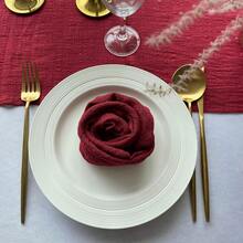 6入組酒紅色厚款晚餐餐巾 - 酒紅色 - 查看 4